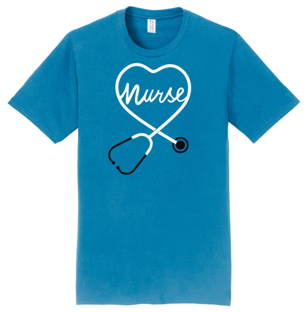 BLUE NURSE HEART T-SHIRT-UNISEX